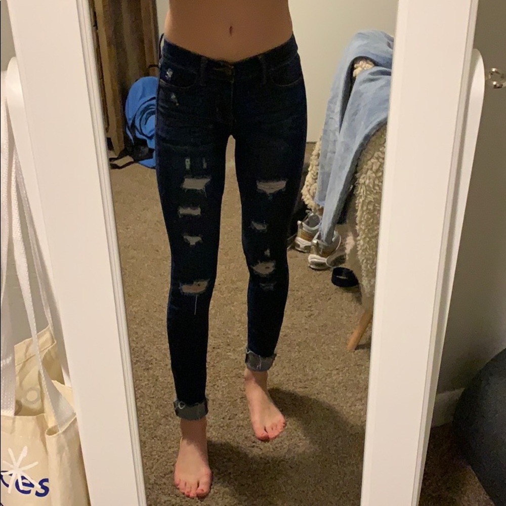 dark denim tattered bullhead jeggings